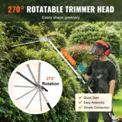 VEVOR 26CC 5-in-1 Multi-Functional Trimming Tools, Gas Hedge Trimmer, Weed Eater, String Trimmer, Edger, Pole Saw Chainsaw Pruner, Orange -Vevor GUEST 9d571d42 8912 402c 9508 5c58df9369b2