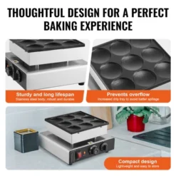 VEVOR Dutch Pancake Maker, 9PCS 76mm Diameter Dorayaki Baker Machine, 850W Commercial Electric Poffertjes Grill, Non-stick Stainless Steel -Vevor GUEST 9d5d87ef 618a 444a a9e5 32de6ec708dd