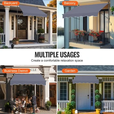 VEVOR 59 X 47" Patio Awning Retractable, Awning Sunshade Shelter With Manual Crank Handle, Adjustable Height From 86 To 122 In, Dark Gray 7 VEVOR 59 X 47" Patio Awning Retractable, Awning Sunshade Shelter With Manual Crank Handle, Adjustable Height From 86 To 122 In, Dark Gray - Image 7