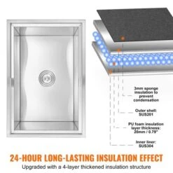 VEVOR Drop In Ice Chest, 27"L X 18"W X 21"H Stainless Steel Ice Cooler, Commercial Ice Bin With Sliding Cover, 40.9 Qt Outdoor Kitchen Ice Bar -Vevor GUEST 9d7fed9a 2fad 41d5 b2f7 d7bec5fdcb27