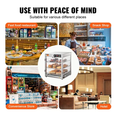 VEVOR 3-Tier Commercial Food Warmer Display, 800W Food Display Warmer With Light, 86℉~185℉ Temperature Control, 90L Large Capacity 6 VEVOR 3-Tier Commercial Food Warmer Display, 800W Food Display Warmer With Light, 86℉~185℉ Temperature Control, 90L Large Capacity - Image 6