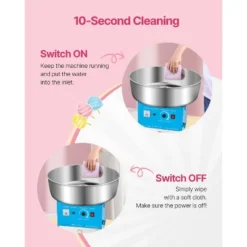 VEVOR Electric Cotton Candy Machine, 1000W Commercial Candy Floss Maker With 20.5 In Stainless Steel Bowl, Sugar Scoop, And Drawer, Blue -Vevor GUEST 9ddcbb66 d30e 4874 abf6 99f9d1df7fdf