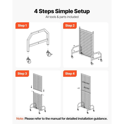 VEVOR Grid Wall Panel, 1.9 X 5.4 Ft Wire Grid Panels Display Rack, Movable Art Display Shelf With Wheels And 10 Hooks, Black 5 VEVOR Grid Wall Panel, 1.9 X 5.4 Ft Wire Grid Panels Display Rack, Movable Art Display Shelf With Wheels And 10 Hooks, Black - Image 5