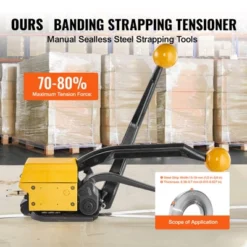 VEVOR Steel Strapping Tool For 1/2"-3/4" Width, 3-in-1 (Tensioner, Crimper, Cutter) Manual Belt Packaging Banding Machine, Yellow -Vevor GUEST 9fbac924 7b09 4cc6 8bd7 f05f0c7c5556