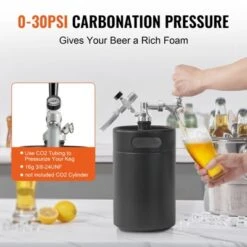VEVOR Beer Growler Tap System, 170Oz 5L Mini Keg, 304 Stainless Steel Pressurized Beer Growler With Pressure Display, CO2 Regulator Faucet, Black -Vevor GUEST a055befe e4c9 41c1 b90d 0a53ce1339a1