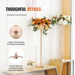 VEVOR 4PCS 35.43inch Tall Crystal Wedding Flowers Stand Luxurious Centerpieces Flower Vases Crystal Gold Vase Metal,Perfect For T-stage Wedding Part -Vevor GUEST a06ad318 3f2f 4753 a6f8 f00eacc5ae8c