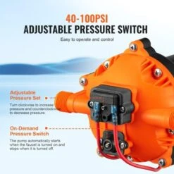 VEVOR Water Diaphragm Pump, 12V DC, 216W,5.5 GPM Flow, 70 PSI Rated Pressure (40-100 PSI Adjustable), 1/2" MNPT Self Priming Sprayer Pump, Orange -Vevor GUEST a0b11cfa 049d 41ca 85a3 e39e5c639c84