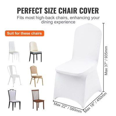 VEVOR Stretch Spandex Folding Chair Covers, Universal Fitted Chair Cover, Removable Washable Protective Slipcovers, (200PCS White) 3 VEVOR Stretch Spandex Folding Chair Covers, Universal Fitted Chair Cover, Removable Washable Protective Slipcovers, (200PCS White) - Image 3
