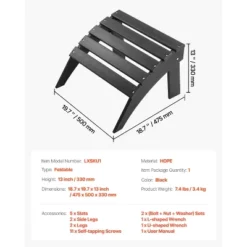 VEVOR Adirondack Ottoman, 18.7L X 19.7W X 13H Inch HDPE Plastic Folding Adirondack Ottoman, Weather-Resistant Foot Rest For Adirondack Chair, Black -Vevor GUEST a1d0cc2c 5dc7 43df 8801 00207be5b624