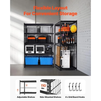 VEVOR Storage Shelves, 3000 Lbs, 5 Tier Heavy Duty Garage Shelving, 24" D X 48" W X 72" H Adjustable Metal Shelves For Industrial Shelving Unit 3 VEVOR Storage Shelves, 3000 Lbs, 5 Tier Heavy Duty Garage Shelving, 24" D X 48" W X 72" H Adjustable Metal Shelves For Industrial Shelving Unit - Image 3