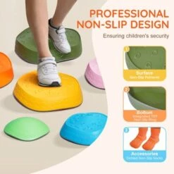VEVOR Balance Stepping Stones For Kids, 6 PCS, Up To 220 Lbs, Non-Slip Toddlers Sensory Stepping Stones, Toys For Children Aged 3 4 5 6 7 8+ -Vevor GUEST a1f9fee7 ed9f 4380 b46b 3ef2f6ec0369
