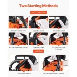 VEVOR Gas Chainsaw, 25.4CC 12" 1.2HP, Gasoline Powered Chain Saw, Handheld Cordless Petrol Chainsaws For Tree Wood Branch Cutting, Orange -Vevor GUEST a2023b6a 1c3f 47ab bb7a 4a84eab81c75