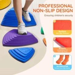 VEVOR Balance Stepping Stones For Kids, 12 PCS, Up To 220 Lbs, Non-Slip Toddlers Sensory Stepping Stones, Toys For Children Aged 3 4 5 6 7 8+ -Vevor GUEST a23d1fe2 569e 4b50 8a63 83785d539893