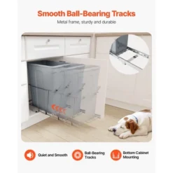 VEVOR Pullout Trash Can For Kitchen Cabinets, 35 QT Garbage Waste Recycling Bin, Under Mount Waste Container, Gray -Vevor GUEST a25a30d0 aa9e 454b b2d6 a015e787d62b