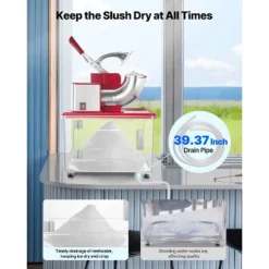 VEVOR Commercial Ice Crusher 661LBS/H, 350W Electric Snow Cone Machine With 4 Blades, 2000RPM Stainless Steel Shaved Ice Machine, Red -Vevor GUEST a2f63f34 80b1 40d1 a79a 3b6315a9266c