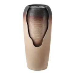 VEVOR Outdoor Water Fountain, 30.71 In Height Fountain And Waterfall, 1-Tier Floor Standing Glazed Jar Style Fountains With Light And Pump, Beige -Vevor GUEST a30c5540 7acc 4820 b2a6 a12c79a48309