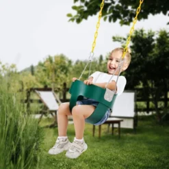 VEVOR Toddler Swing Seat, High Back Full Bucket Baby Swing Seat With Coated Chains And Carabiners, Support 150 Lbs Baby Outdoor Swing