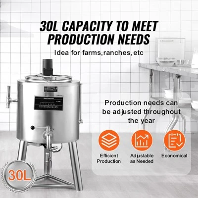 VEVOR Milk Pasteurizer 30L, Commercial Milk Pasteurization Machine, Food Grade 304 Stainless Steel, Professional Pasteurization, Silver 4 VEVOR Milk Pasteurizer 30L, Commercial Milk Pasteurization Machine, Food Grade 304 Stainless Steel, Professional Pasteurization, Silver - Image 4