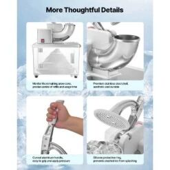 VEVOR Commercial Ice Crusher 661LBS/H, 350W Electric Snow Cone Machine With 4 Blades, 1400RPM Stainless Steel Shaved Ice Machine, White -Vevor GUEST a3e86528 454b 4730 a16e 0301694b1d4e