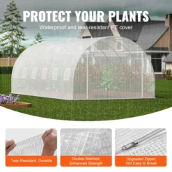 VEVOR Walk-in Tunnel Greenhouse, 19.4x9.7x6.5 Ft Hoop House Greenhouse Tunnel With Galvanized Steel Frame, White PE Cover, 12 Windows -Vevor GUEST a4513447 1af5 474e ab82 c1038d9db651