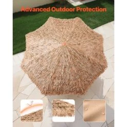 VEVOR Tiki Umbrella, 9 Ft Thatched Patio Umbrella With Tilt, Hawaiian Style Beach Parasol With Durable PP Thatch And 8 Metal Ribs, Original Color 11 VEVOR Tiki Umbrella, 9 Ft Thatched Patio Umbrella With Tilt, Hawaiian Style Beach Parasol With Durable PP Thatch And 8 Metal Ribs, Original Color -Vevor GUEST a472df88 2383 4e68 81a7 1f163d082399