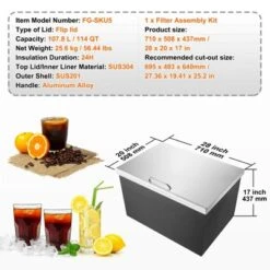VEVOR Drop In Ice Chest, 28"L X 20"W X 17"H Stainless Steel Ice Cooler, Commercial Ice Bin With Hinged Cover, 40 Qt Outdoor Kitchen Ice Bar -Vevor GUEST a4ae6a2d ef78 459d 9d6c aedad6165453