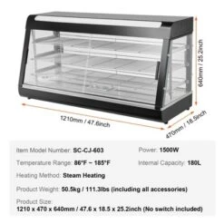 VEVOR 3-Tier Commercial Food Warmer Display, 1500W Food Display Warmer With Light, Adjustable Shelf And Temperature Display, Steam Heating, 180L -Vevor GUEST a4c27834 b2f5 4bfa bed9 2d742cf17a88