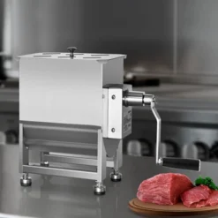 VEVOR Manual Meat Mixer, 15L Fixed Tank Meat Processing Equipment(Mixing Max 15LBS For Meat), Stainless Steel Meat Mixer, Silver