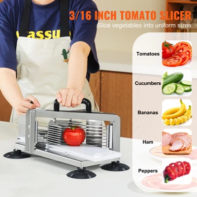 VEVOR Commercial Tomato Slicer, 3/16 Inch Tomato Cutter Slicer, Stainless Steel Heavy Duty Tomato Slicer Machine, Manual Tomato Slicer 2 VEVOR Commercial Tomato Slicer, 3/16 Inch Tomato Cutter Slicer, Stainless Steel Heavy Duty Tomato Slicer Machine, Manual Tomato Slicer - Image 2