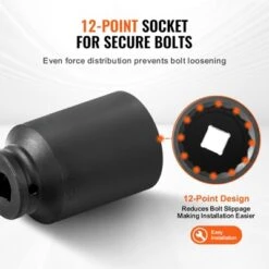 VEVOR Axle Nut Impact Socket Set, 1/2" Drive Deep 12-Point 8-Piece Metric Spindle Nut Socket Set, CR-MO Heat Treated Large Socket Set Black -Vevor GUEST a5c7e752 cafa 422d ac1a 9d29953f7c07