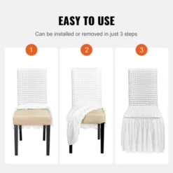 VEVOR Stretch Spandex Folding Chair Covers, Universal Fitted Chair Cover With Skirt, Removable Washable Protective Slipcovers, (4 PCS White) -Vevor GUEST a5d539e6 f638 4a86 a88d fcd5b7090f1a
