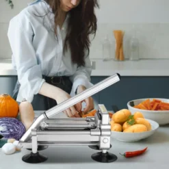 VEVOR French Fry Cutter, Potato Slicer With 1/2" 3/8" 1/4" Stainless Steel Blades, Manual Potato Cutter Chopper With Suction Cups