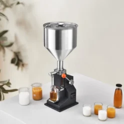 VEVOR Manual Paste Liquid Filling Machine, 5-100ml Bottle Filler, Adjustable Bottle Filling Machine, Stainless Steel Liquid Filler, Silver