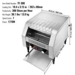 VEVOR Commercial Conveyor Toaster, 300 Slices/Hour Conveyor Belt Toaster, Heavy Duty Stainless Steel Commercial Toaster Oven -Vevor GUEST a5fa2556 2700 470f 8e2b 9b896fed445d