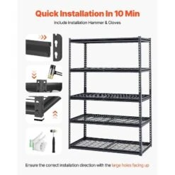 VEVOR Storage Shelves, 3000 Lbs, 5 Tier Heavy Duty Garage Shelving, 24" D X 48" W X 72" H Adjustable Metal Shelves For Industrial Shelving Unit 11 VEVOR Storage Shelves, 3000 Lbs, 5 Tier Heavy Duty Garage Shelving, 24" D X 48" W X 72" H Adjustable Metal Shelves For Industrial Shelving Unit -Vevor GUEST a6388ef1 9c42 4fbd ac22 ada162a9c516