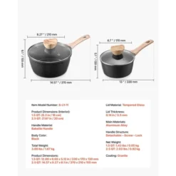 VEVOR Saucepan Set, 1.5 QT & 2.5 QT Nonstick Saucepan With Glass Lids, Multipurpose Cooking Sauce Pots With Detachable Handles, Black -Vevor GUEST a6817630 1e49 4331 8e85 9ce49674cbec