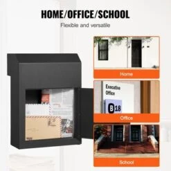 VEVOR Through The Wall Drop Box, Heavy Duty Steel Through The Wall Mailbox With 2.8-7.9" 13" Combination Lock, 13x7x17" Mail Drop Box, Black -Vevor GUEST a6c7386f ea94 4b2f 8a38 70d32c82cfb6