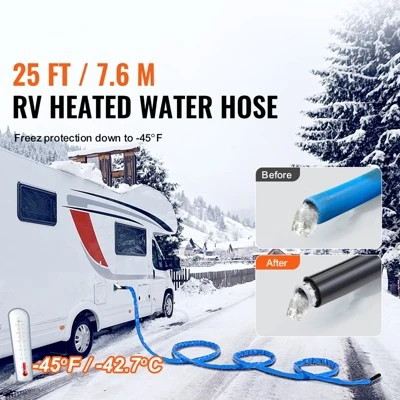 VEVOR 25ft Heated Water Hose For RV, Heated Drinking Water Hose With Corrugated Cover Antifreeze To -45°F, Automatic Self-regulating, 5/8" I.D. Blue 2 VEVOR 25ft Heated Water Hose For RV, Heated Drinking Water Hose With Corrugated Cover Antifreeze To -45°F, Automatic Self-regulating, 5/8" I.D. Blue - Image 2