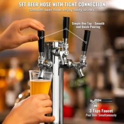 VEVOR Triple Taps Draft Beer Tower Dispenser, Stainless Steel Keg Beer Tower, Kegerator Tower Kit With Pre-Assembled Tubing -Vevor GUEST a7f4af24 b24a 4ea7 b1c9 3e9eb21a9692