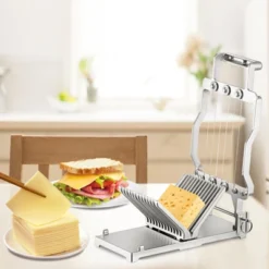 VEVOR Cheese Cutter With Wire 1 Cm & 2 Cm Cheeser Butter Cutting Blade, Aluminum Alloy Commercial Cheese Slicer, Silver