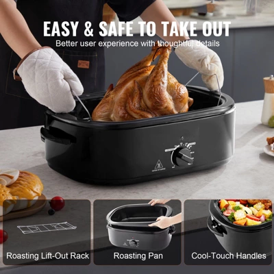 VEVOR Electric Roaster Oven, 24 QT Turkey Roaster Oven With Self-Basting Lid, 1450W Roaster Oven With Defrost & Warm Function, Adjustable Temp 5 VEVOR Electric Roaster Oven, 24 QT Turkey Roaster Oven With Self-Basting Lid, 1450W Roaster Oven With Defrost & Warm Function, Adjustable Temp - Image 5