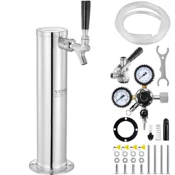 VEVOR Kegerator Tower Kit, Single Tap Beer Conversion Kit, Stainless Steel Keg Beer Tower Dispenser With Dual Gauge CGA320 Regulator -Vevor GUEST a8608a5d 8d5b 465e b843 9b9f78b6bd22