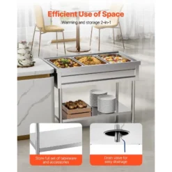 VEVOR 3-Pan Commercial Food Warmer,Electric Steam Table With Independent Temperature Control,450Wx3 Stainless Steel Buffet Catering Food Warmer,Silver -Vevor GUEST a8b740e2 58ce 435d 8f26 7f57b4161738