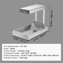 VEVOR French Fry Food Warmer, 750W Commercial Food Heating Lamp, Electric Stainless Steel Warming Light Dump Station, Countertop 104-122°F -Vevor GUEST a8f9243e 46bc 4655 9791 80f2ed1a22bd