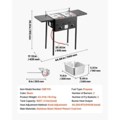 VEVOR Outdoor Propane Deep Fryer, Dual-Tank 8QTx2 Commercial Fryer, Stainless Steel Cooker With Foldable Platform, Dual Basket, Black -Vevor GUEST a9a793aa eab5 4973 a39a 1eda3f6220b3