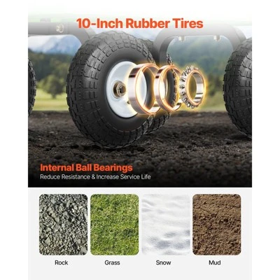 VEVOR 680 Lbs Steel Garden Cart On Wheels, Heavy Duty Garden Wagon Cart Pullable, Metal Outdoor Utility Yard Wagon Carts, Green 5 VEVOR 680 Lbs Steel Garden Cart On Wheels, Heavy Duty Garden Wagon Cart Pullable, Metal Outdoor Utility Yard Wagon Carts, Green - Image 5