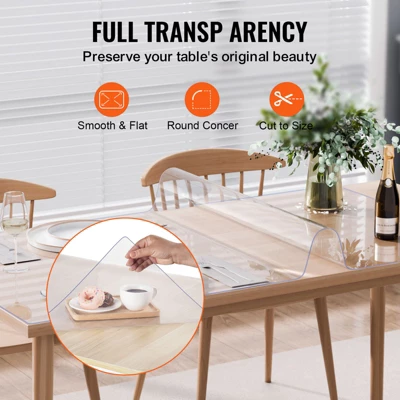 VEVOR Plastic Table Cover, 42 X 60 Inch 2.0 Mm Thick Clear Table Protector, Rectangle PVC Desk Mat, Waterproof & Easy Cleaning, Transparent 5 VEVOR Plastic Table Cover, 42 X 60 Inch 2.0 Mm Thick Clear Table Protector, Rectangle PVC Desk Mat, Waterproof & Easy Cleaning, Transparent - Image 5