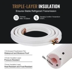 VEVOR 16FT Mini Split Line Set, 1/4" & 1/2" O.D Copper Pipes Tubing And Triple-Layer Insulation,for Air Conditioning Or Heating Pump Equipment,White -Vevor GUEST a9d04a16 254a 4a18 9edc 020fcca6aeed