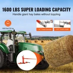 VEVOR 49" Hay Spear, Bale Spears 1600lbs Loading Capacity, Three-Point Hitch Tractor Attachment With 2pcs 17.5" Stabilizer Spears, Red -Vevor GUEST aa237e28 373b 46a1 8000 37eb58b09e70