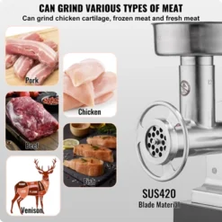 VEVOR Meat Grinder, 9 Lbs/Min Capacity Electric Meat Grinders With Blade, Grinding Plate, Sausage Maker, Stainless Steel Commercial Meat Mincer -Vevor GUEST aa3d4d02 21e5 44c2 a83d 05368643f45a